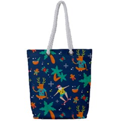 Colorful Funny Christmas Pattern Full Print Rope Handle Tote (small) by Ket1n9