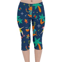 Colorful Funny Christmas Pattern Velvet Capri Leggings  by Ket1n9