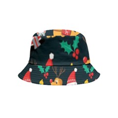 Funny Christmas Pattern Background Inside Out Bucket Hat (kids) by Ket1n9