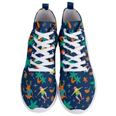 Colorful Funny Christmas Pattern Men s Lightweight High Top Sneakers by Ket1n9