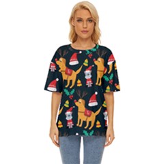 Funny Christmas Pattern Background Oversized Basic T-shirt by Ket1n9