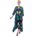 Colorful Funny Christmas Pattern Quarter Sleeve Wrap Front Maxi Dress View1