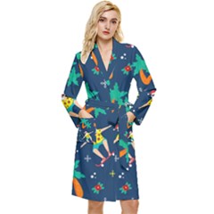 Colorful Funny Christmas Pattern Long Sleeve Velvet Robe by Ket1n9