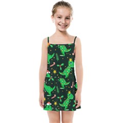 Christmas Funny Pattern Dinosaurs Kids  Summer Sun Dress by Ket1n9