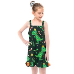 Christmas Funny Pattern Dinosaurs Kids  Overall Dress by Ket1n9