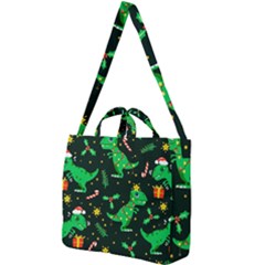 Christmas Funny Pattern Dinosaurs Square Shoulder Tote Bag by Ket1n9