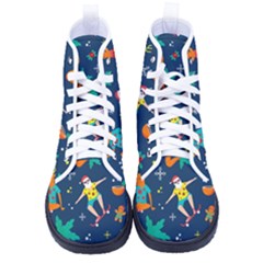 Colorful Funny Christmas Pattern Women s High-top Canvas Sneakers by Ket1n9