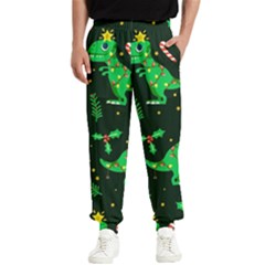 Christmas Funny Pattern Dinosaurs Men s Elastic Waist Pants by Ket1n9