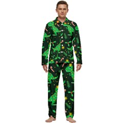 Christmas Funny Pattern Dinosaurs Men s Long Sleeve Velvet Pocket Pajamas Set by Ket1n9