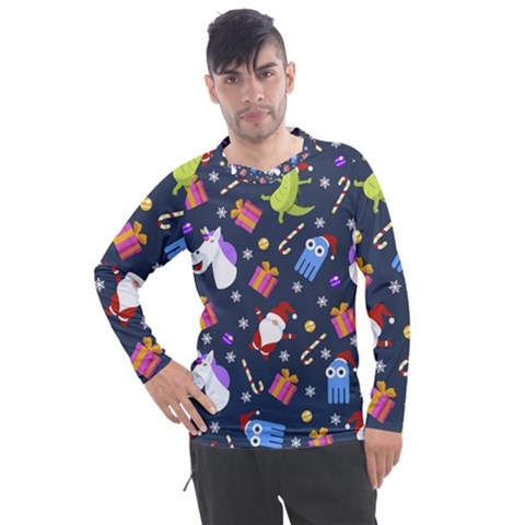 Colorful Funny Christmas Pattern Men s Pique Long Sleeve T-shirt by Ket1n9