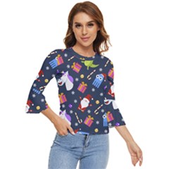 Colorful Funny Christmas Pattern Bell Sleeve Top