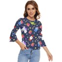 Colorful Funny Christmas Pattern Bell Sleeve Top View1