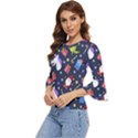 Colorful Funny Christmas Pattern Bell Sleeve Top View2