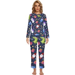 Colorful Funny Christmas Pattern Womens  Long Sleeve Lightweight Pajamas Set