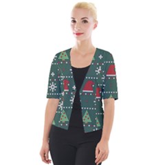 Beautiful Knitted Christmas Pattern Cropped Button Cardigan by Ket1n9