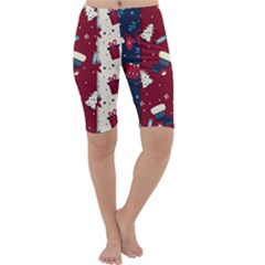 Flat Design Christmas Pattern Collection Art Cropped Leggings  by Ket1n9