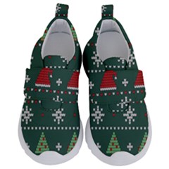 Beautiful Knitted Christmas Pattern Kids  Velcro No Lace Shoes by Ket1n9