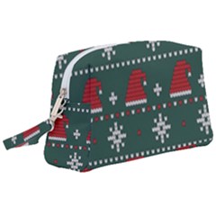 Beautiful Knitted Christmas Pattern Wristlet Pouch Bag (large)