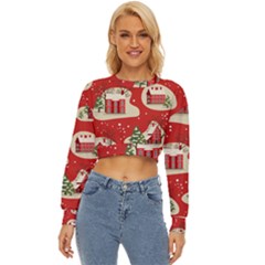 Christmas New Year Seamless Pattern Lightweight Long Sleeve Sweatshirt