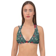 Beautiful Knitted Christmas Pattern Double Strap Halter Bikini Top