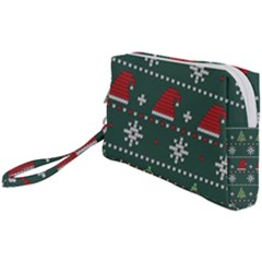 Beautiful Knitted Christmas Pattern Wristlet Pouch Bag (small)