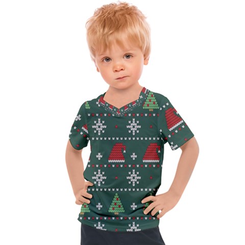 Beautiful Knitted Christmas Pattern Kids  Sports T-shirt by Ket1n9