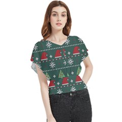 Beautiful Knitted Christmas Pattern Butterfly Chiffon Blouse