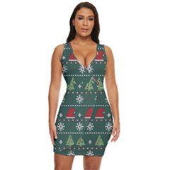 Beautiful Knitted Christmas Pattern Draped Bodycon Dress