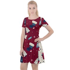 Flat Design Christmas Pattern Collection Art Cap Sleeve Velour Dress  by Ket1n9