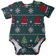 Beautiful Knitted Christmas Pattern Baby Short Sleeve Bodysuit