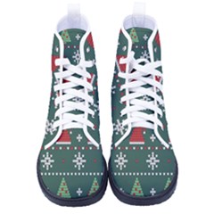 Beautiful Knitted Christmas Pattern Women s High-top Canvas Sneakers by Ket1n9