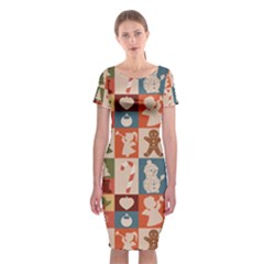 Cute Christmas Seamless Pattern Vector  - Classic Short Sleeve Midi Dress by Ket1n9