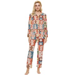 Cute Christmas Seamless Pattern Vector  - Womens  Long Sleeve Velvet Pocket Pajamas Set by Ket1n9