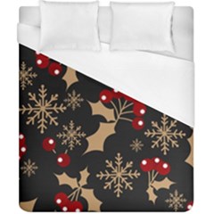 Christmas Pattern With Snowflakes Berries Duvet Cover (california King Size) by Ket1n9