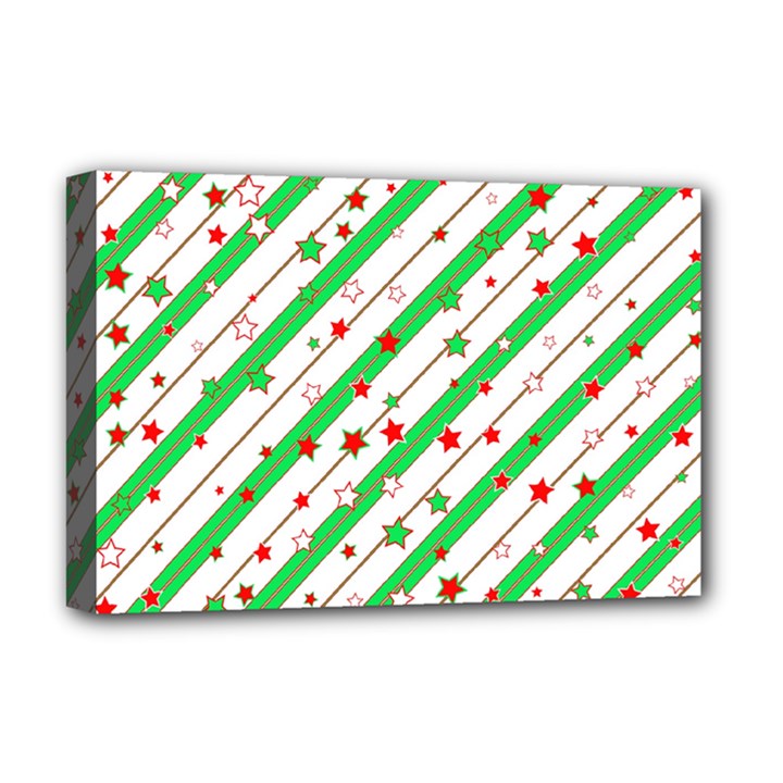 Christmas Paper Stars Pattern Texture Background Colorful Colors Seamless Deluxe Canvas 18  x 12  (Stretched)