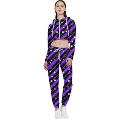 Christmas Paper Star Texture Cropped Zip Up Lounge Set by Ket1n9