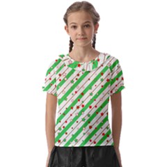 Christmas Paper Stars Pattern Texture Background Colorful Colors Seamless Kids  Frill Chiffon Blouse by Ket1n9