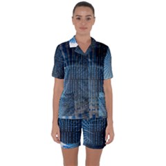 Data Computer Internet Online Satin Short Sleeve Pajamas Set by Ket1n9