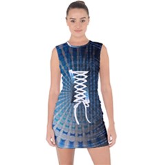 Data Computer Internet Online Lace Up Front Bodycon Dress by Ket1n9