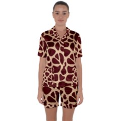 Animal Print Girraf Patterns Satin Short Sleeve Pajamas Set by Ket1n9