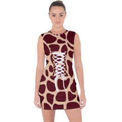 Animal Print Girraf Patterns Lace Up Front Bodycon Dress by Ket1n9