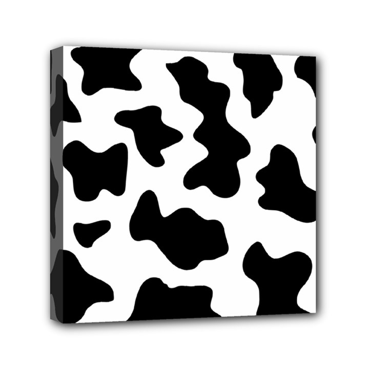 Animal Print Black And White Black Mini Canvas 6  x 6  (Stretched)