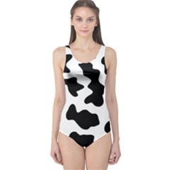 Animal Print Black And White Black One Piece Swimsuit