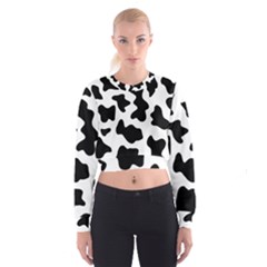 Animal Print Black And White Black Cropped Sweatshirt by Ket1n9