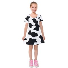 Animal Print Black And White Black Kids  Short Sleeve Velvet Dress by Ket1n9