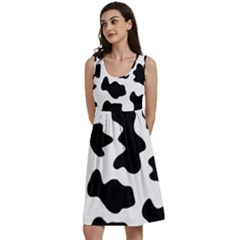 Animal Print Black And White Black Classic Skater Dress by Ket1n9