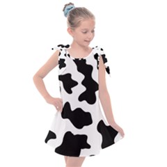 Animal Print Black And White Black Kids  Tie Up Tunic Dress by Ket1n9