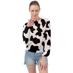 Animal Print Black And White Black Banded Bottom Chiffon Top by Ket1n9