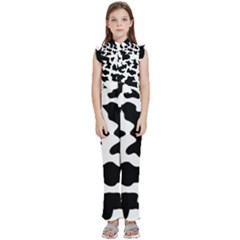 Animal Print Black And White Black Kids  Sleeveless Ruffle Edge Band Collar Chiffon One Piece by Ket1n9