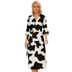 Animal Print Black And White Black Midsummer Wrap Dress by Ket1n9